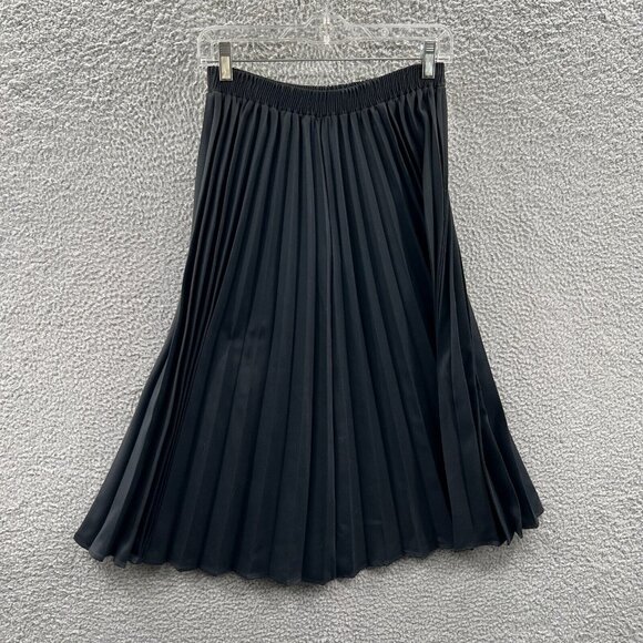 Units Womens Flare Skirt 3 Black 100% Polyester Pleated Midi Electric Waist - Picture 2 of 8